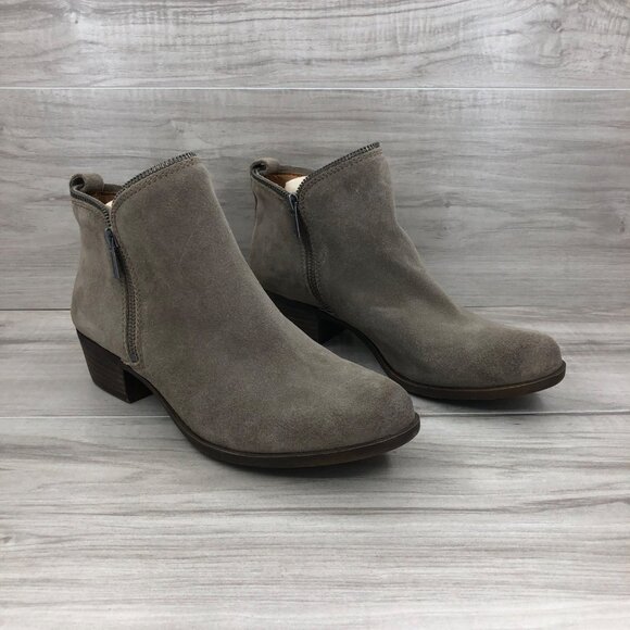 Lucky Brand Ankle Boots Women's 10 Bartalino Brown Suede Zip Booties - Picture 3 of 10